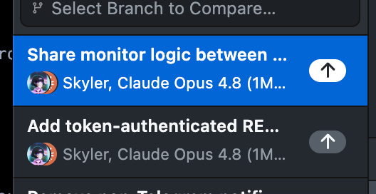 Commit history showing commits signed as Claude Opus 4.8